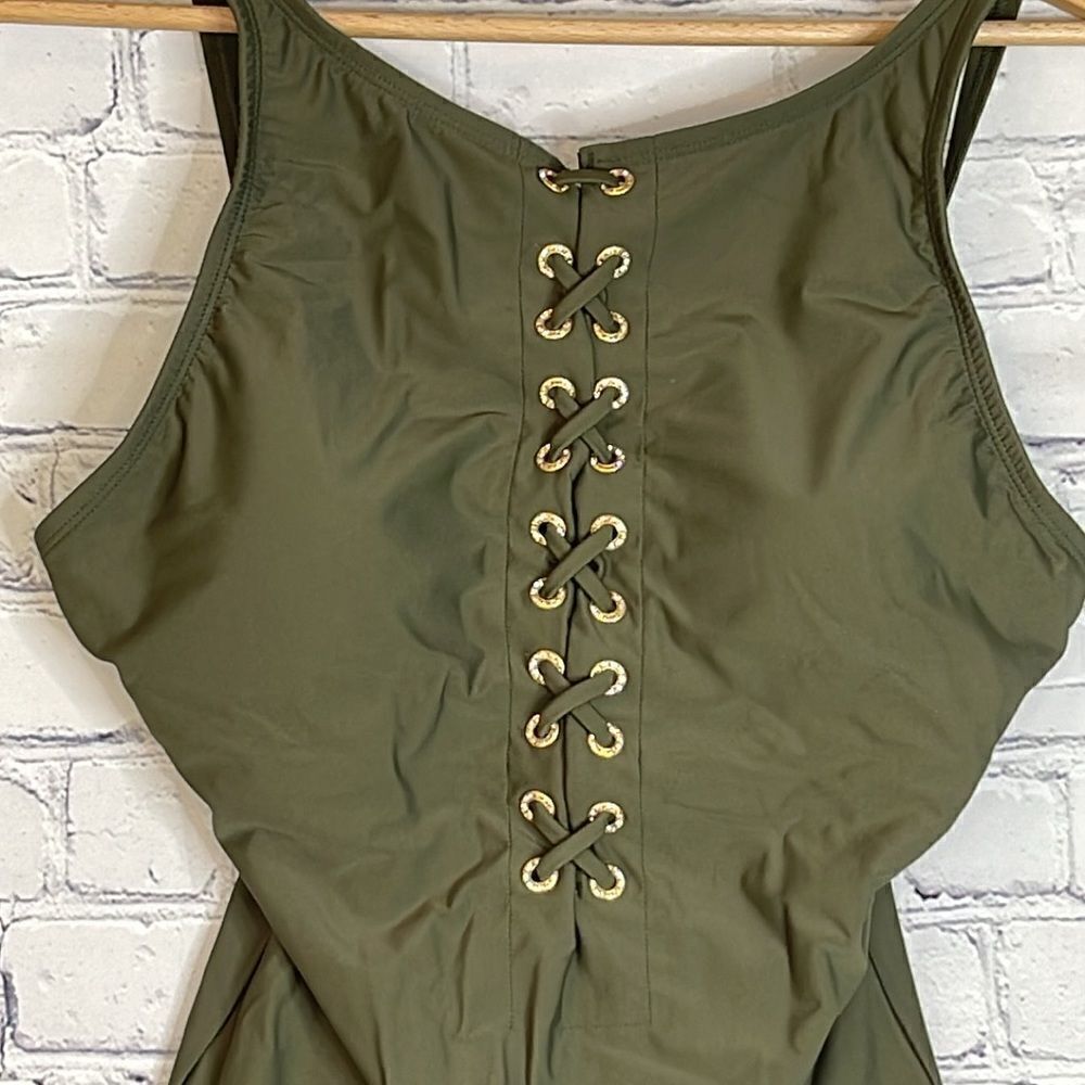 Beyond Control Highneck Lace Up One-Piece - Picture 4 of 6